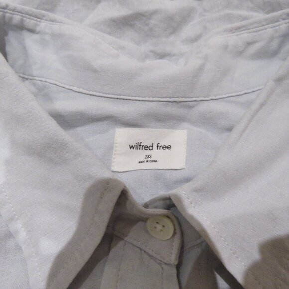 ARITZIA WILFRED FREE Boyfriend Linen Button Down Shirt Cloud Blue Casual Minimal - Picture 10 of 10